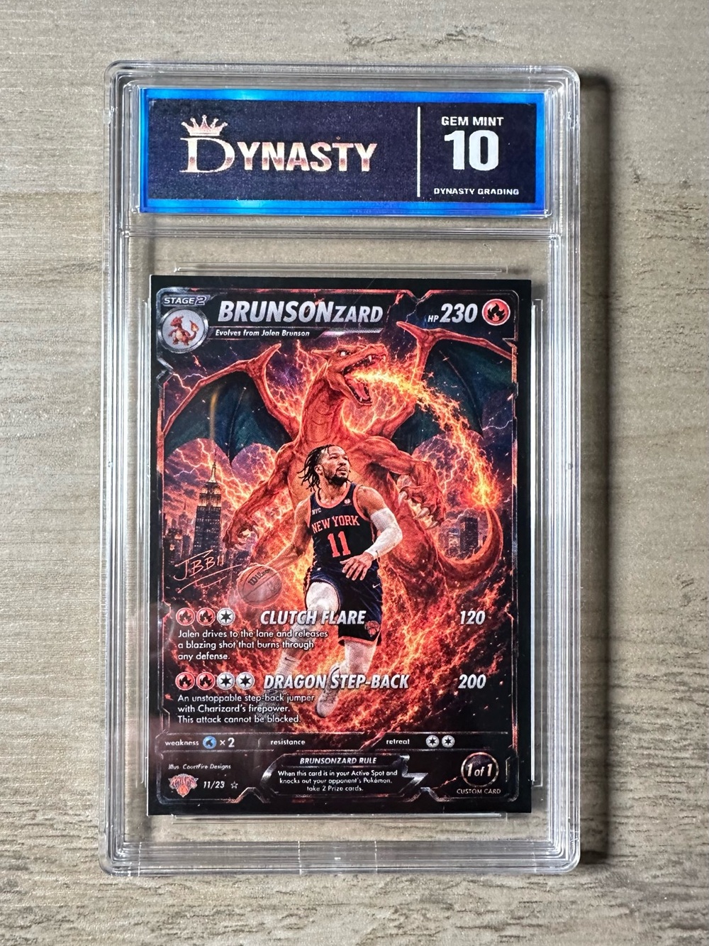 Jalen Brunson “Brunsonzard” 2025 Pokemon Gem Mint 10 Novelty Card. Charizard.